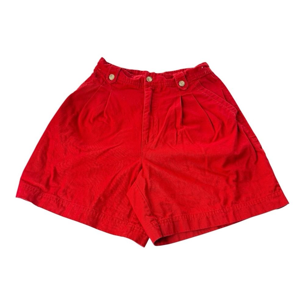 Vintage White Stag Womens 32 Red High Waist Pleated Bermuda Shorts Cotton